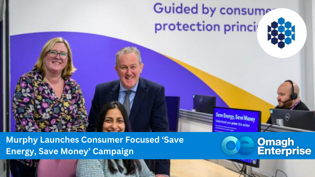 Karen Smyth, Director of Infrastructure and Sustainability, The Consumer Council; Noyona Chundur, Chief Executive, The Consumer Council; and Economy Minister Conor Murphy. Murphy Launches Consumer Focused ‘Save Energy, Save Money’ Campaign