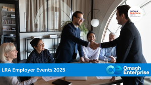 A group of people shaking hands. Text "LRA Employer Events 2025"