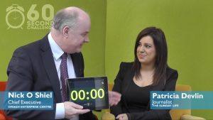 Nick O Shiel from Omagh Enterprise and Patricia Devlin from The Sunday Life - 60 second challenge