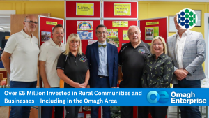 Over £5 Million Invested in Rural Communities and Businesses – Including in the Omagh Area Minister Muir pictured with (L-R) Geoff Ellis, Gordon Neish, Martelle McPartlin, Joe Garvey, Diane Ewart, Kyle Savage, on a recent visit to Richmount Rural Community Association.